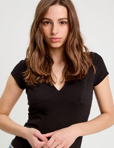 Body manches courtes noir femme