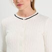 Gilet manches longues ajusté ecru femme