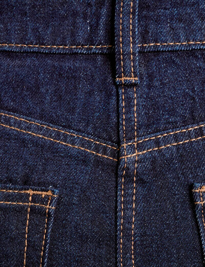 Jupe midi droite en jean denim brut femme