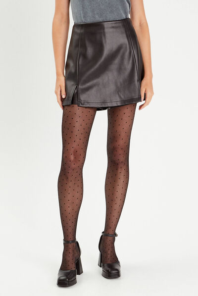 Jupe-short ajustée simili cuir noir femme