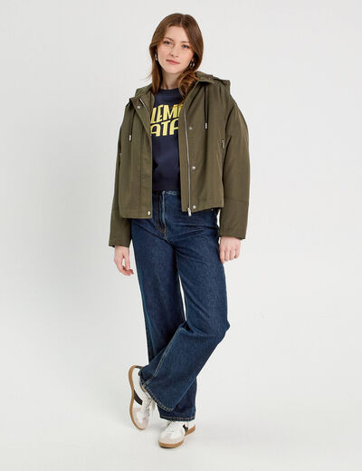 Parka 3-en-1 à capuche vert kaki femme