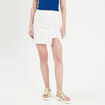 Jupe droite en jean laçage ecru femme