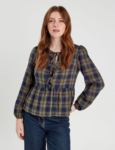 Blouse avec noeuds vert kaki femme
