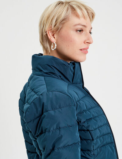 Doudoune ajustée à capuche bleu marine femme