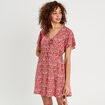 Robe évasée détails noeuds rouge foncé femme
