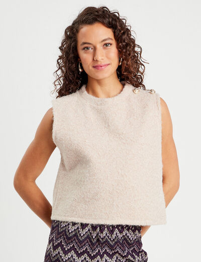 Pull sans manches sable femme