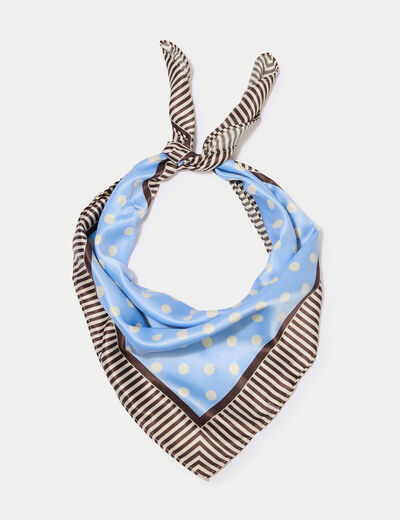 Foulard satin&eacute; soyeux bleu ciel femme
