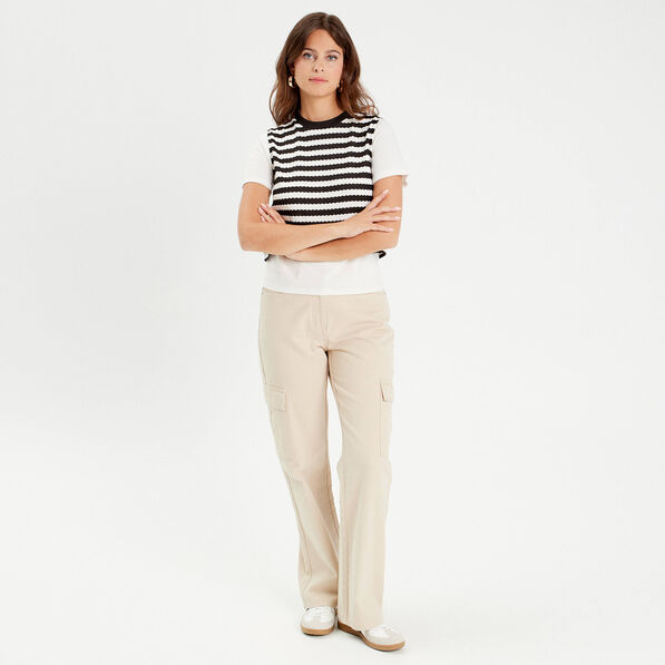 pantalon large poches cargo ecru femme Pantalon large poches cargo ecru femme