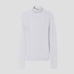 Pull col roulé côtelé gris clair femme