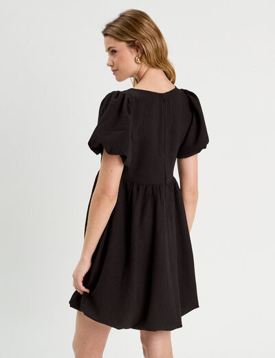 Robe évasée effet boule noir femme