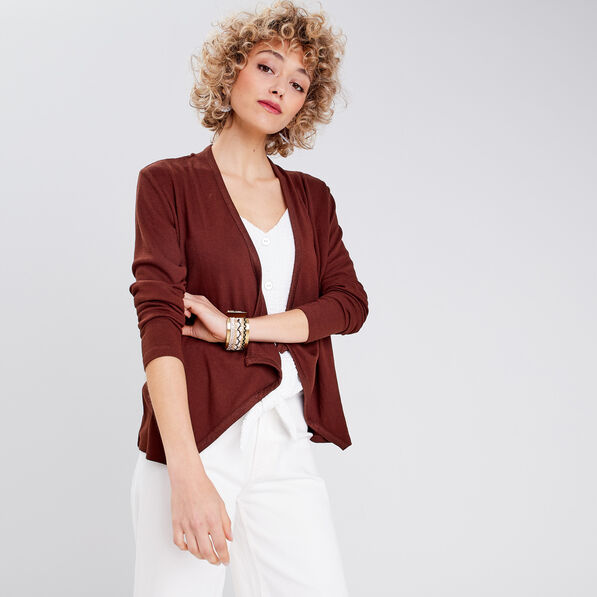 cardigan col en v marron femme Cardigan col en V marron femme