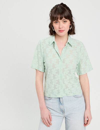 Chemise manches courtes vert clair femme