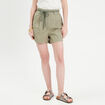Short ample ceinture tressée vert kaki femme