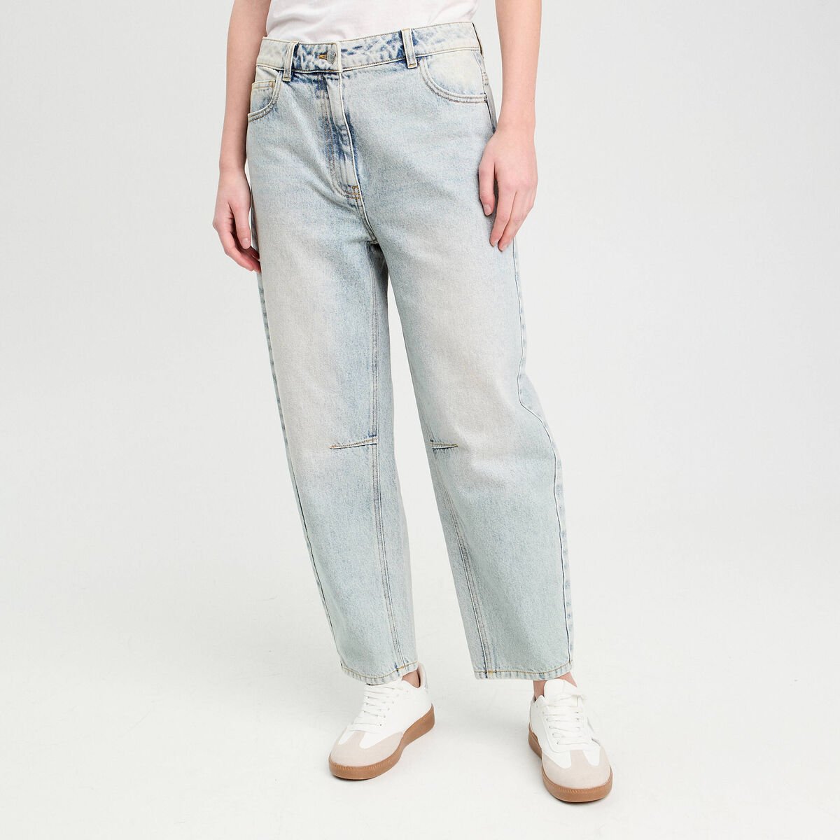 Jeans balloon denim bleach femme