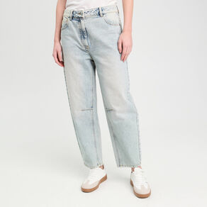 Jeans balloon denim bleach femme