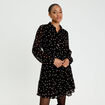 Robe brod&eacute;e &eacute;vas&eacute;e manches longues noir femme