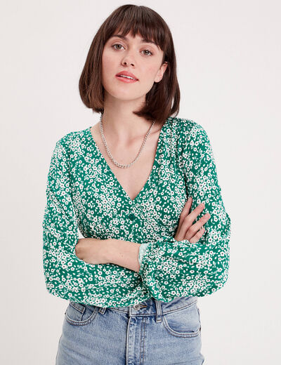 T-shirt manches longues bleu pétrole femme