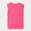 T-shirt col rond sans manches rose fushia femme