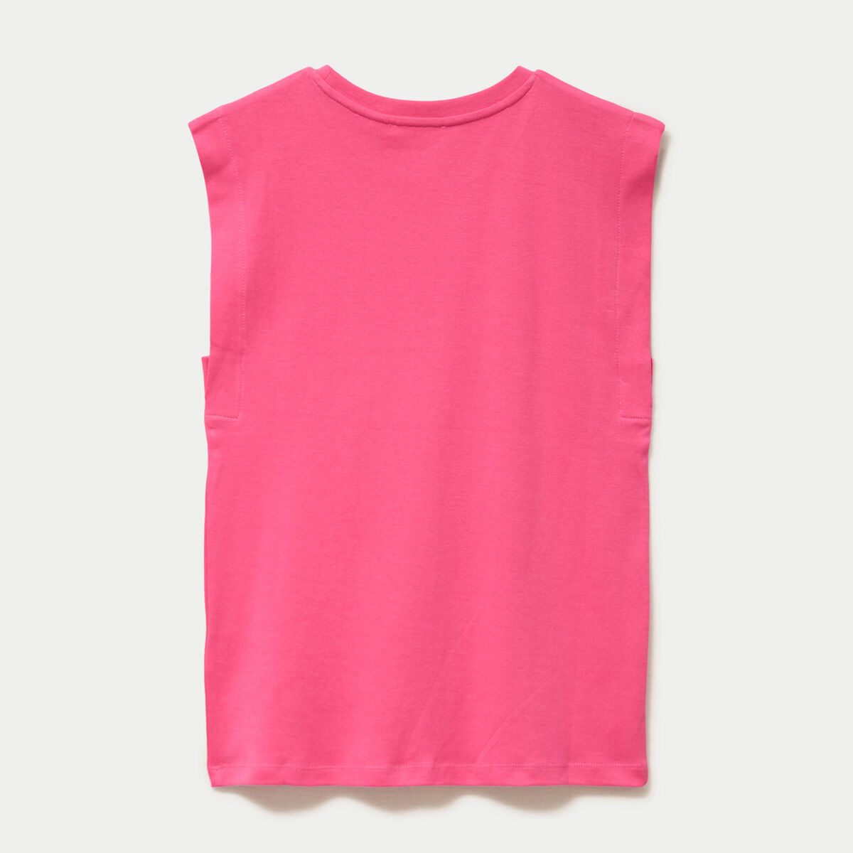 T-shirt col rond sans manches rose fushia femme