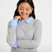 Gilet col chemise manches longues gris clair femme