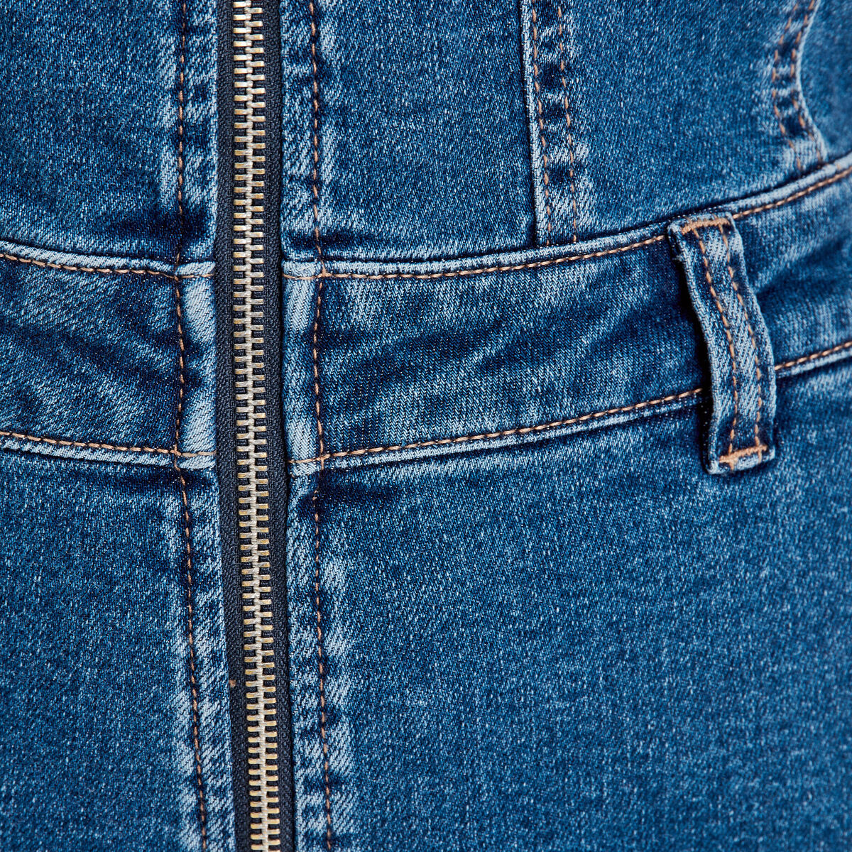 Combishort zippée en jean denim double stone femme