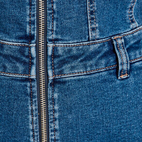 Combishort zippée en jean denim double stone femme