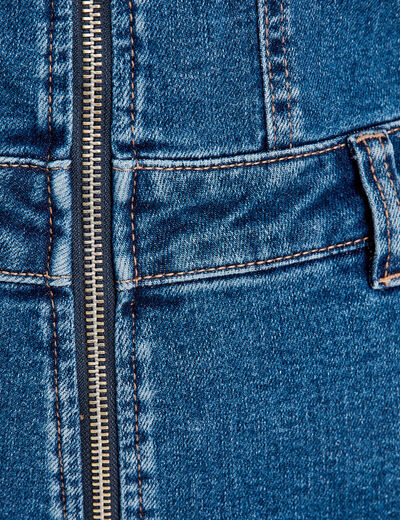 Combishort zippée en jean denim double stone femme
