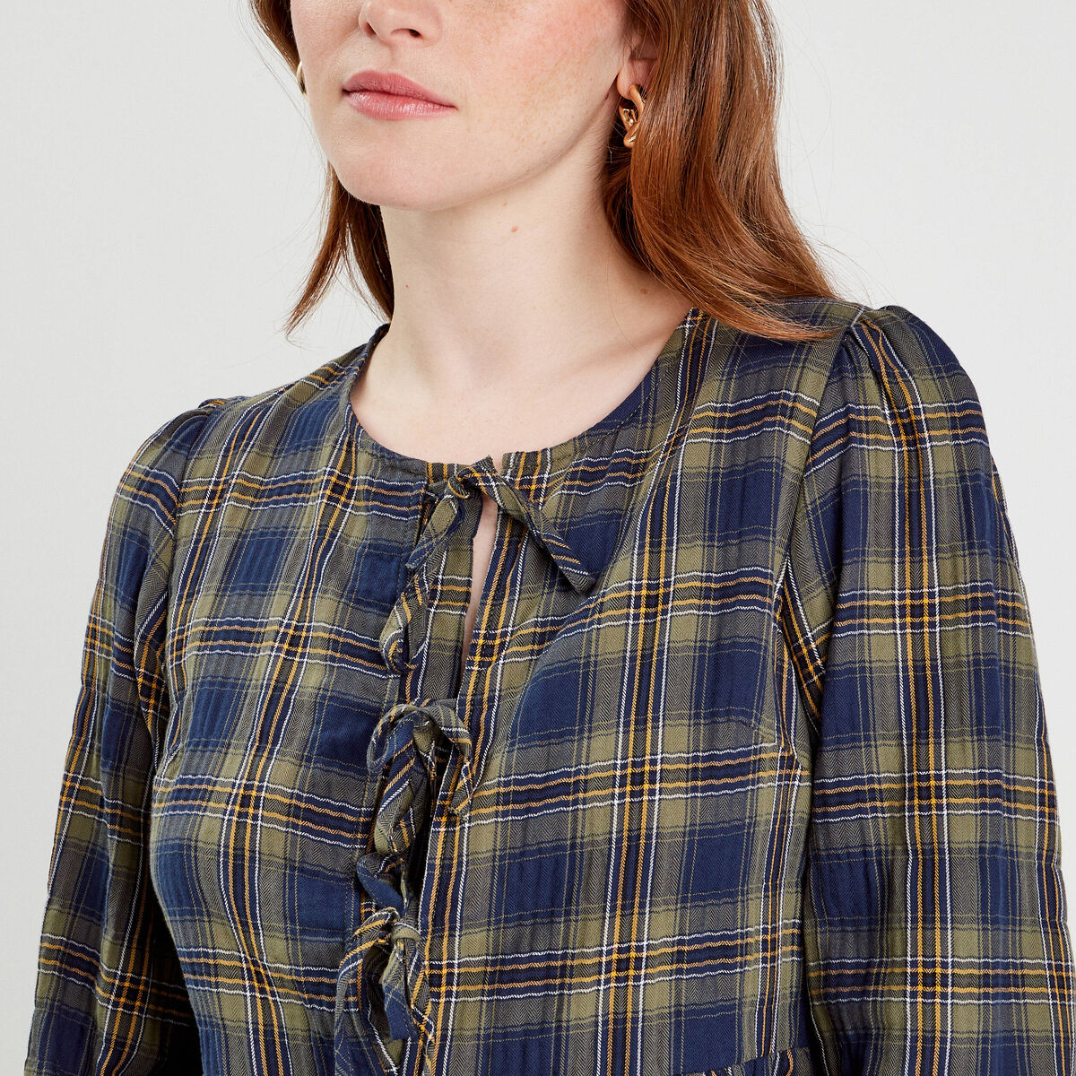 Blouse avec noeuds vert kaki femme