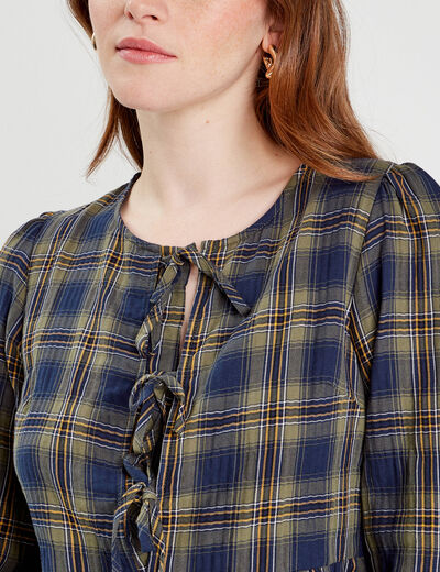 Blouse avec noeuds vert kaki femme