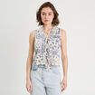 Blouse nouée sans manches blanc femme