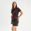 Robe droite en jean zippée denim noir femme