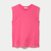 T-shirt col rond sans manches rose fushia femme