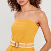 Combinaison pantalon bretelles avec lin jaune citron femme