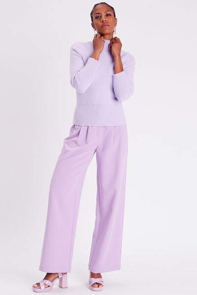 Pull avec col montant violet clair femme