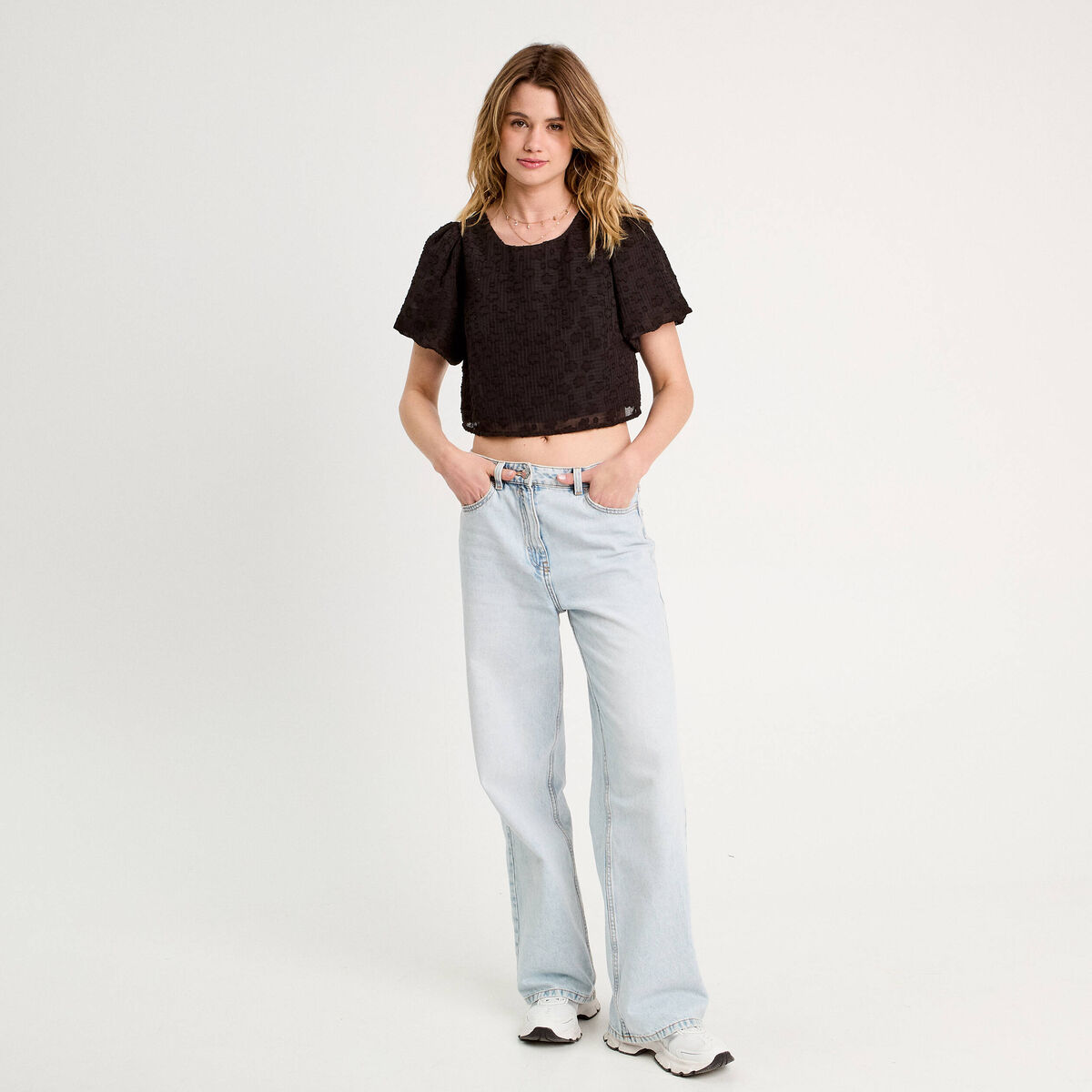 Blouse manches courtes noir femme
