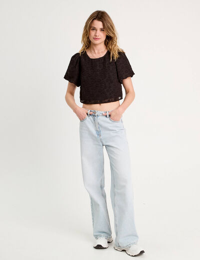 Blouse manches courtes noir femme
