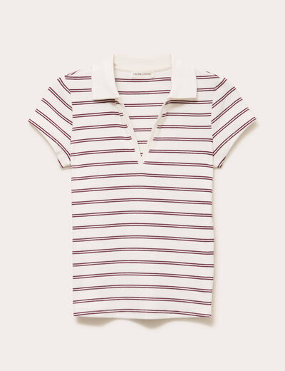 polo col chemise manches courtes rouge foncé femme
