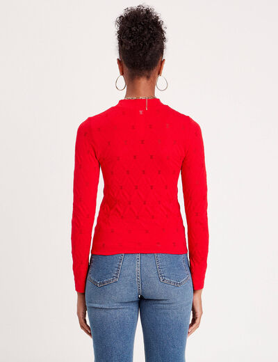T-shirt sans couture cintré rouge femme