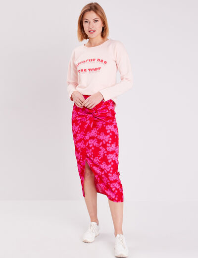 Sweat à manches longues rose clair femme