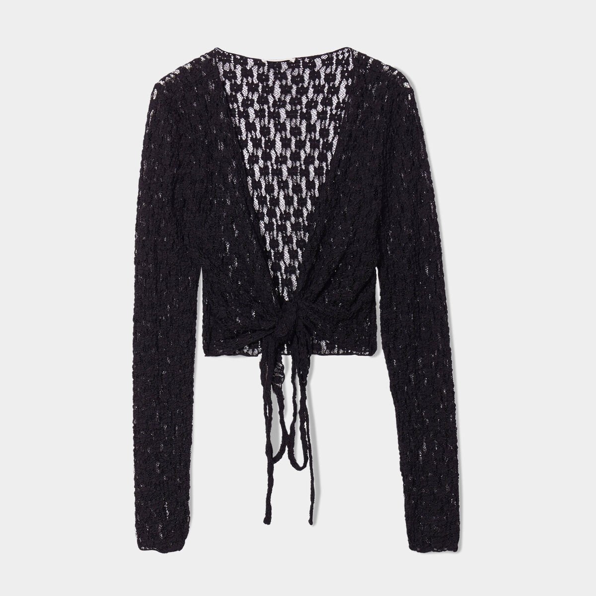 T-shirt dentelle noué noir femme