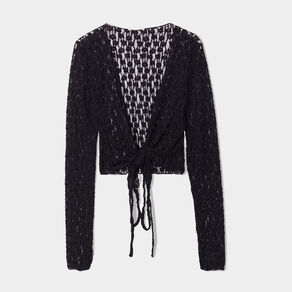 T-shirt dentelle noué noir femme