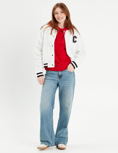 Gilet effet polaire ecru femme