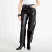 Pantalon barrel taille haute similicuir noir femme