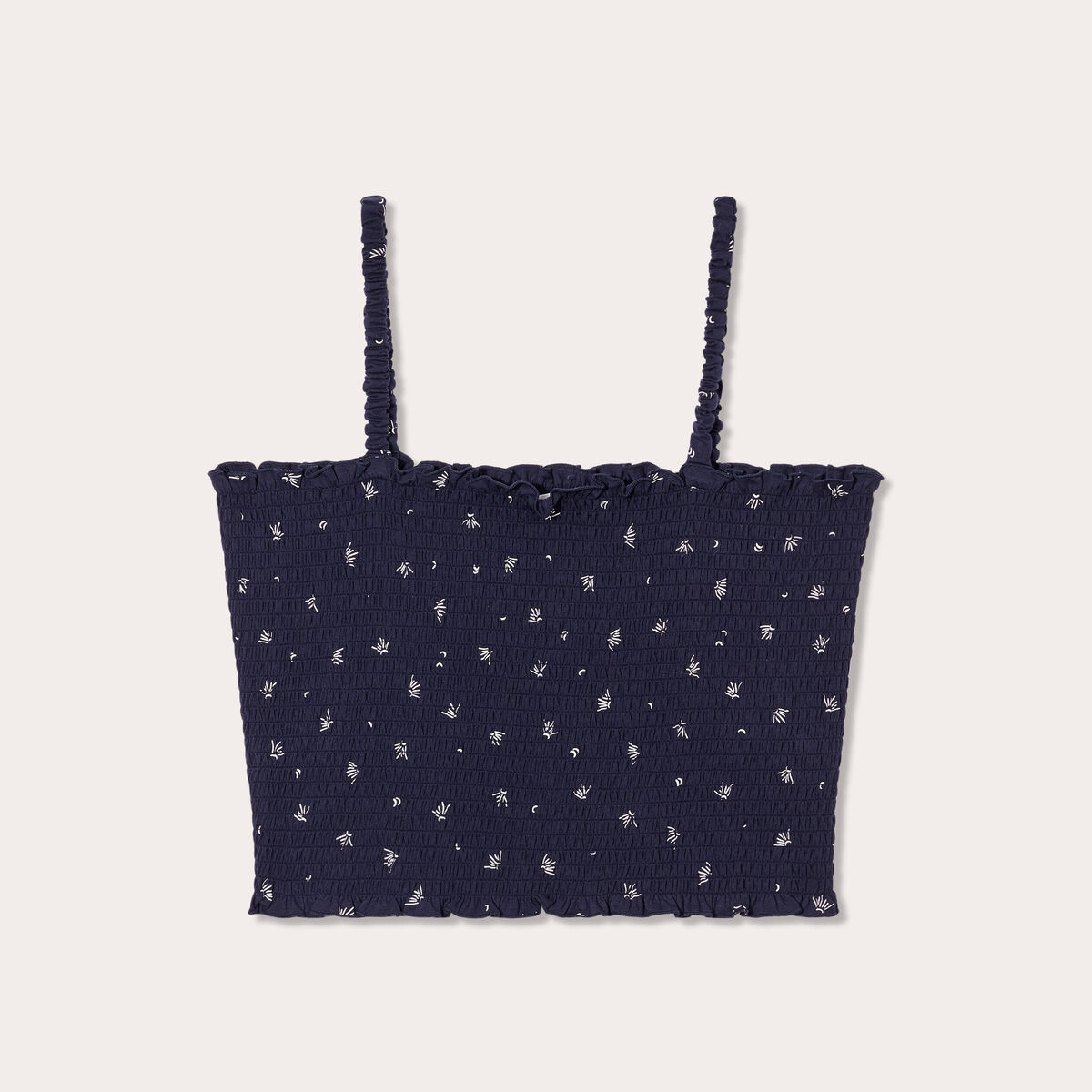 Débardeur smocké bleu marine femme
