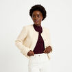 Veste tweed cintr&eacute;e col mao ecru femme