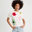 Pull manches courtes ecru femme