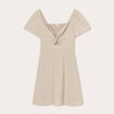 Robe patineuse manches courtes beige femme
