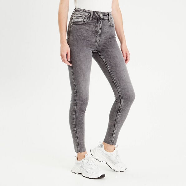 jeans skinny taille haute denim gris femme Jeans skinny taille haute denim gris femme