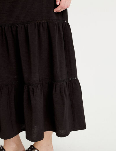 Jupe longue évasée noir femme