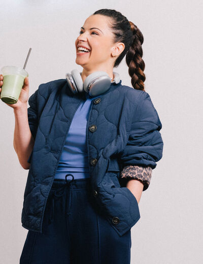 Veste ample manches longues bleu marine femme